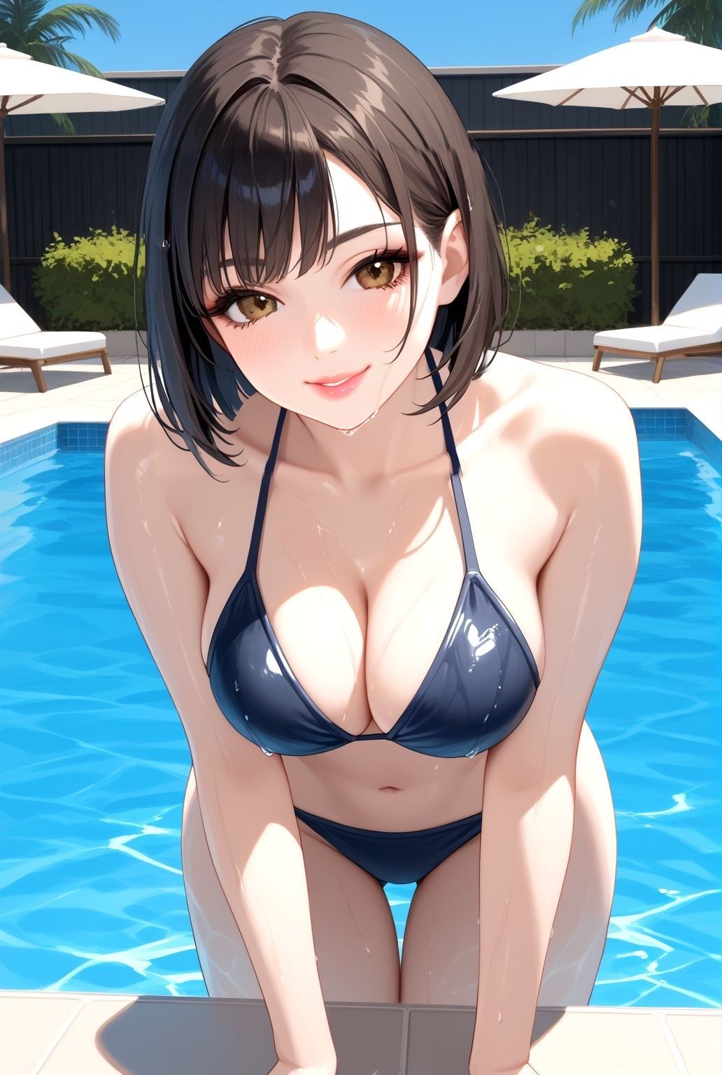プールに濡れる巨乳モデルの誘惑 画像2