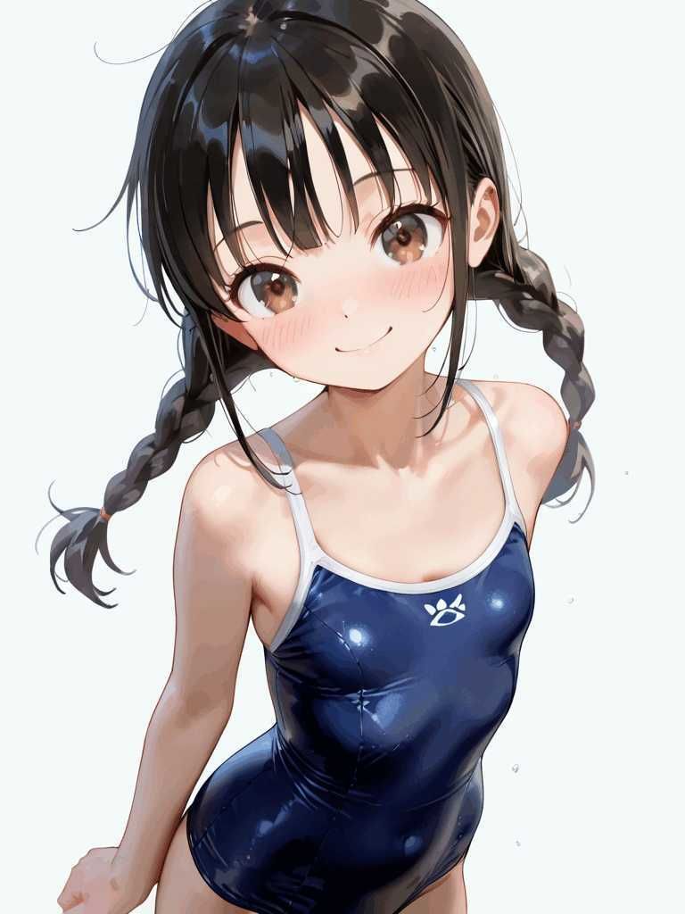 おさげ少女toスクール水着S_1