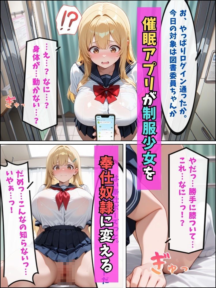 サンプル画像2:催●アプリでムチムチ委員が制服のまま保健室で中出しされる話【セリフ付き】(巨乳協会) [d_578760]