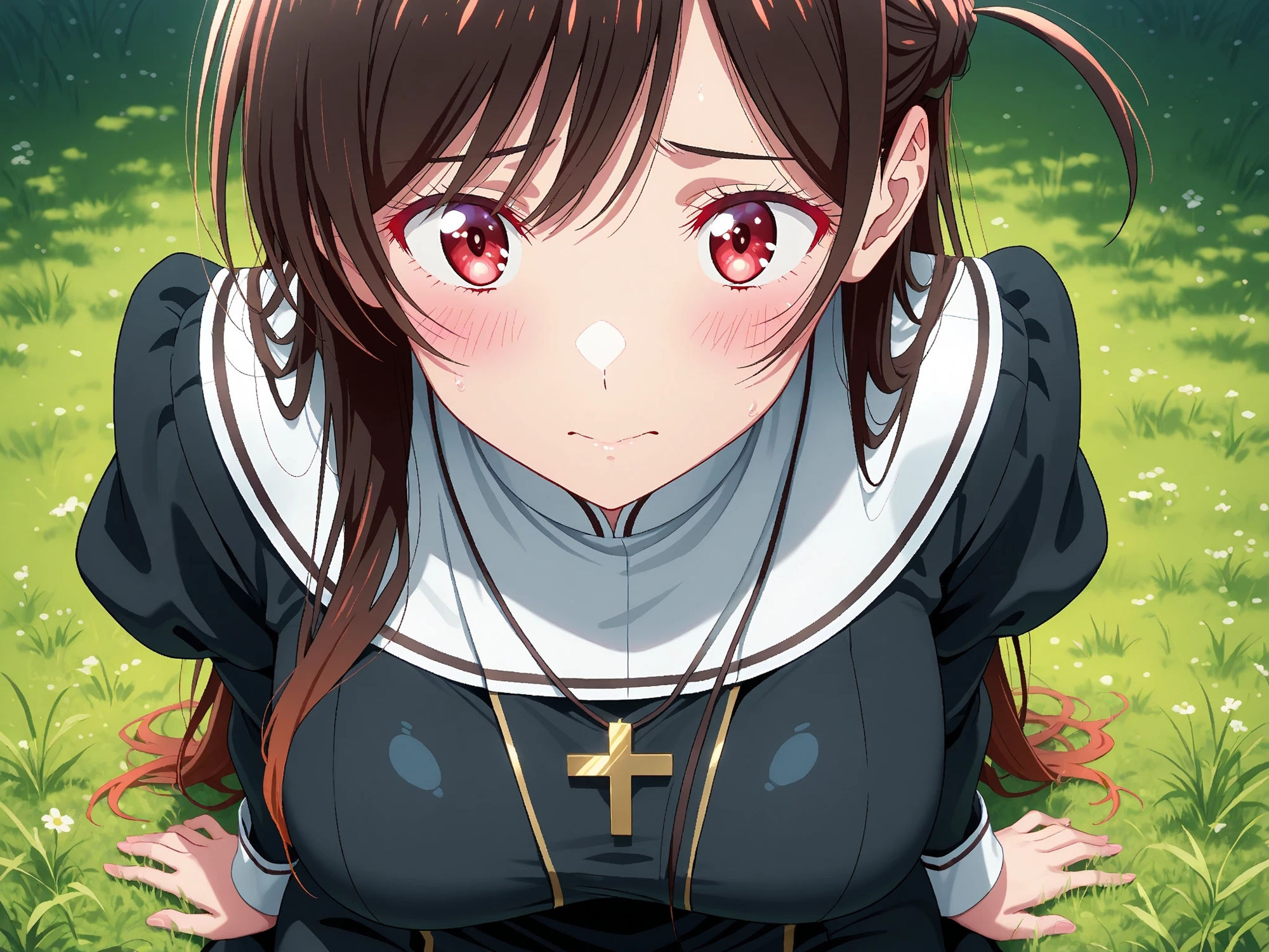 サンプル画像1:【発情ヒロイン】彼女、お借りし●す  水原●鶴  シスター服編(画像生成マン) [d_579002]