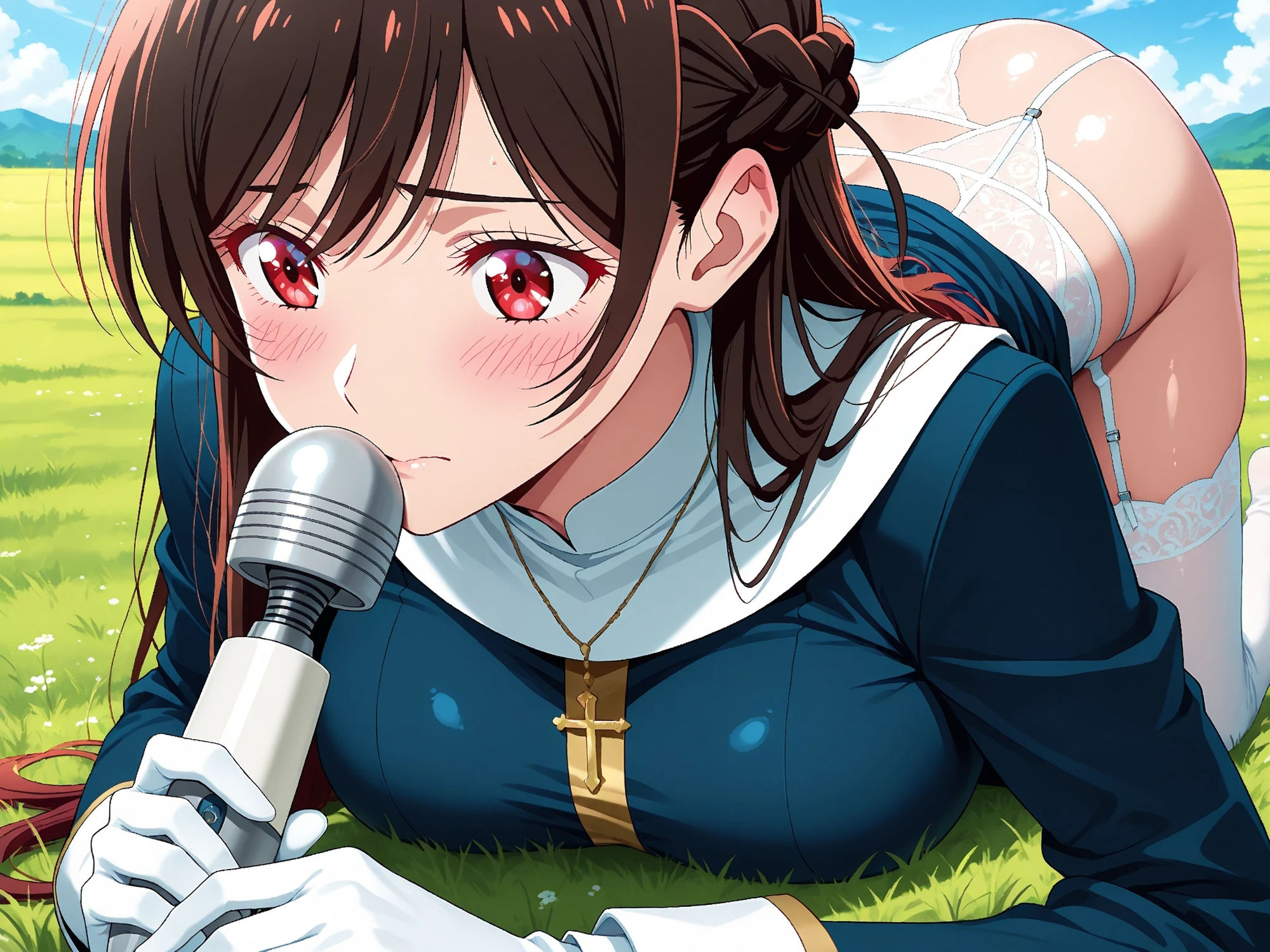 サンプル画像2:【発情ヒロイン】彼女、お借りし●す  水原●鶴  シスター服編(画像生成マン) [d_579002]