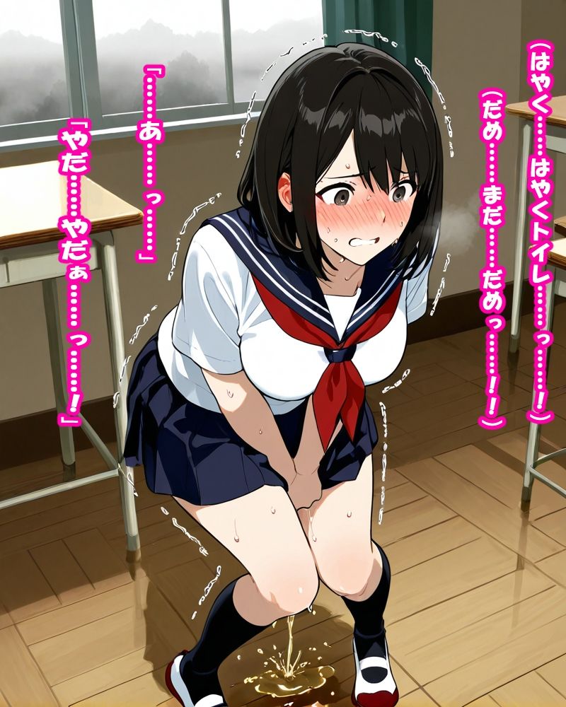 サンプル画像2:「JK羞恥おもらし図鑑」〜見られながら、泣きながら、こぼれちゃう。〜【セリフ付きイラスト集】(スポガ) [d_579109]