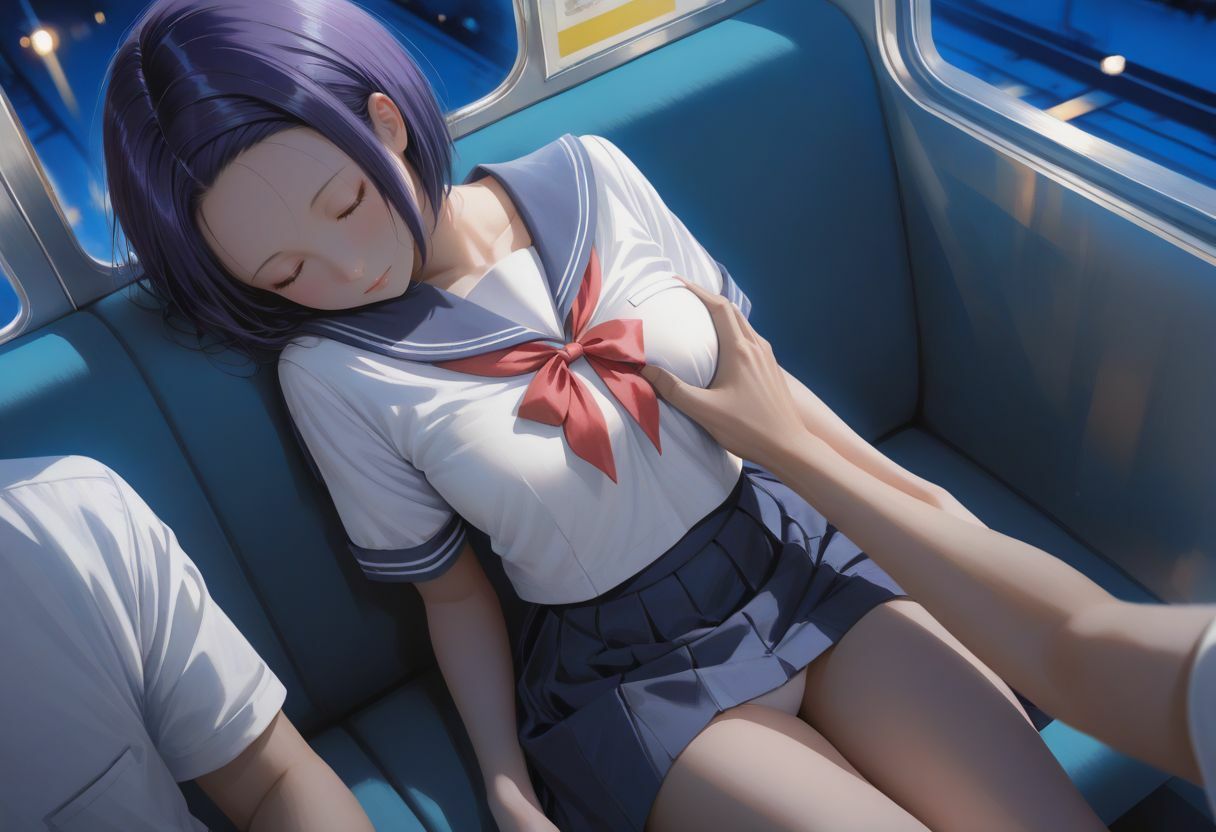 サンプル画像1:電車で眠ってしまった少女の末路〜そりゃ痴●されるwww〜(とろんと) [d_579206]