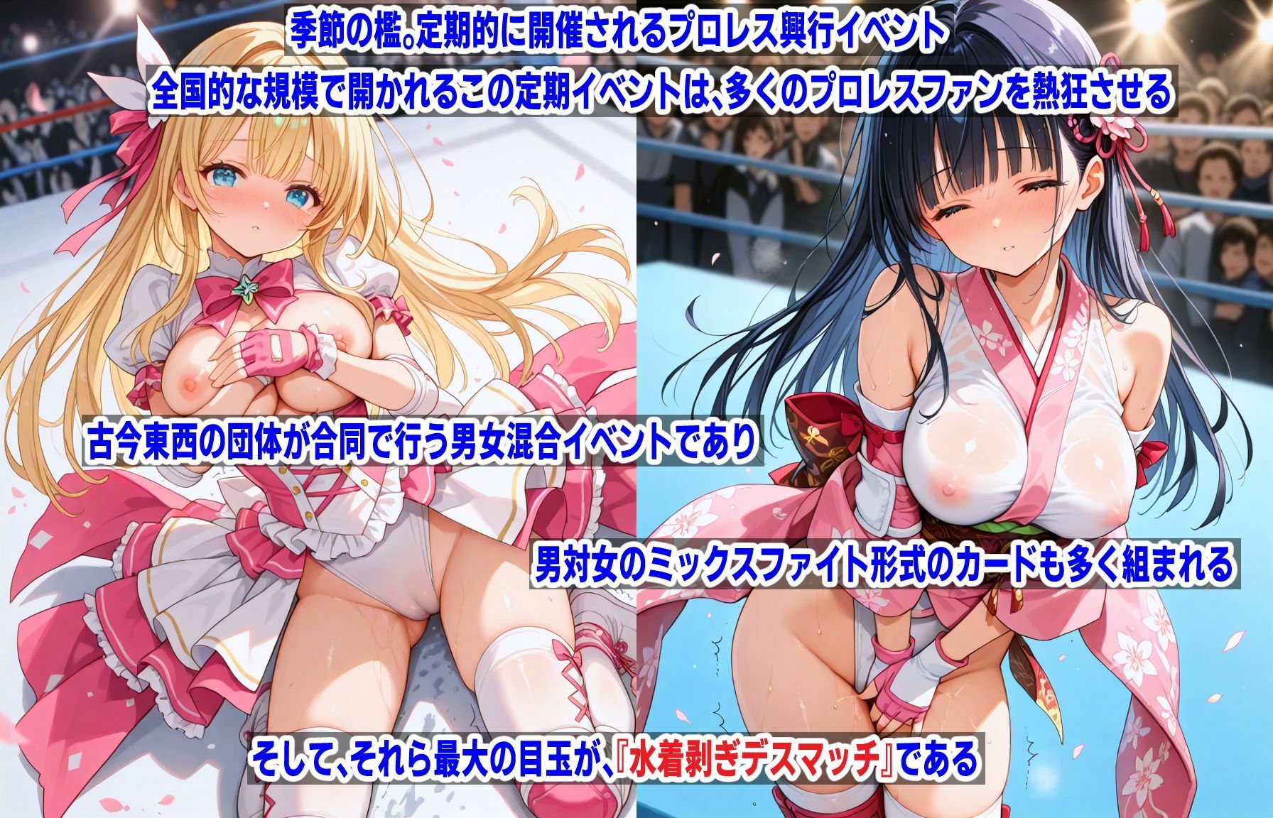 サンプル画像1:季刊 AI水着剥ぎデスマッチ vol.1 〜アイドルプロレス 2025年春の興行〜(mugi) [d_579846]