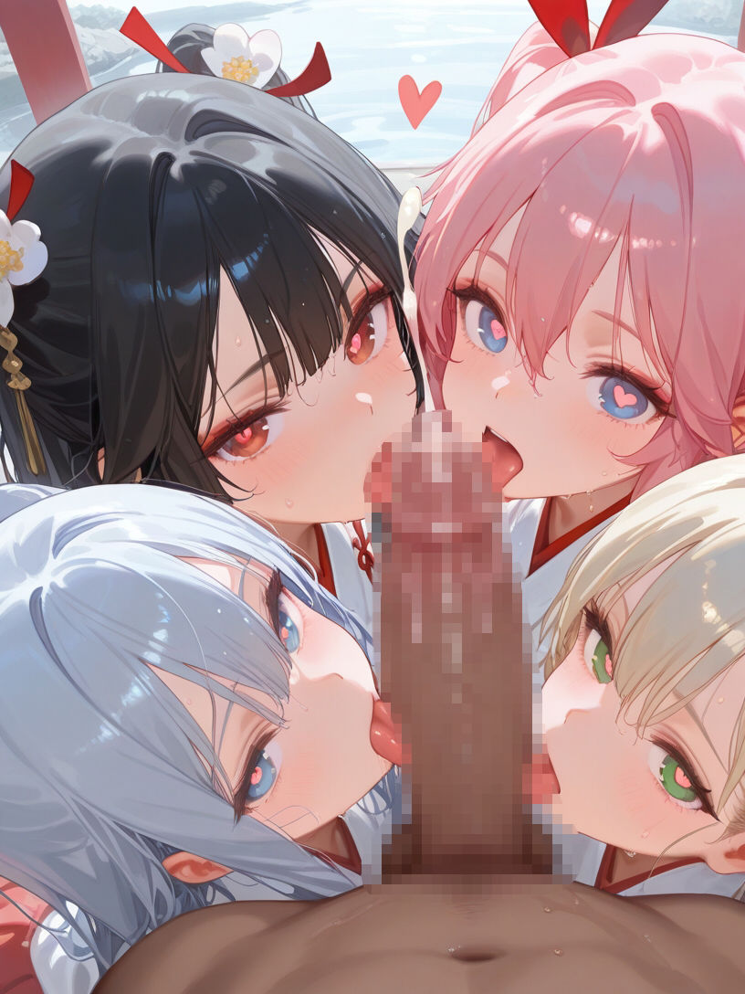 巨乳巫女とハーレムエッチ4 画像5