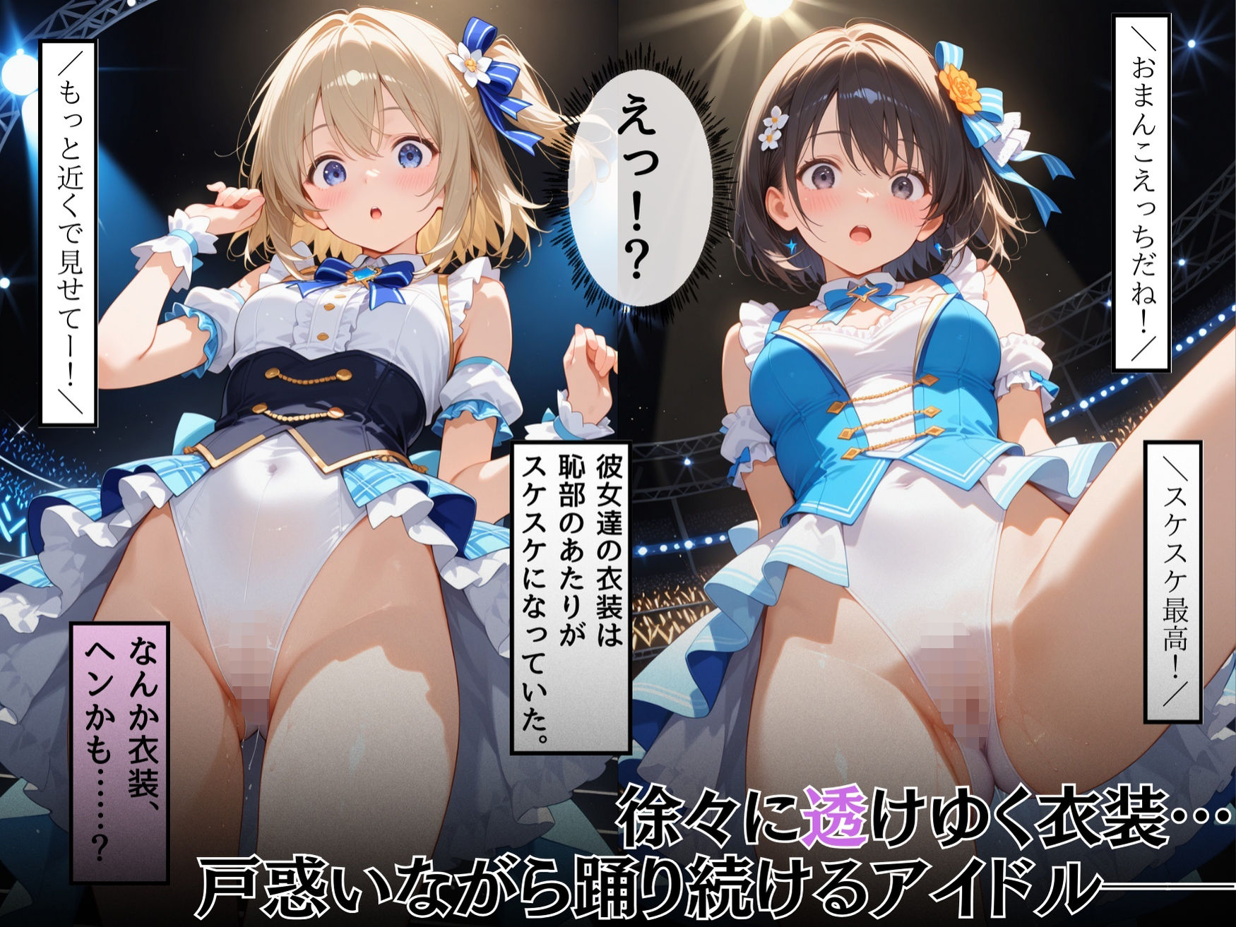 サンプル画像3:変態運営の策略で露わになった美巨乳アイドル達のスジまん！(りんりんあーと@いらすと) [d_580174]