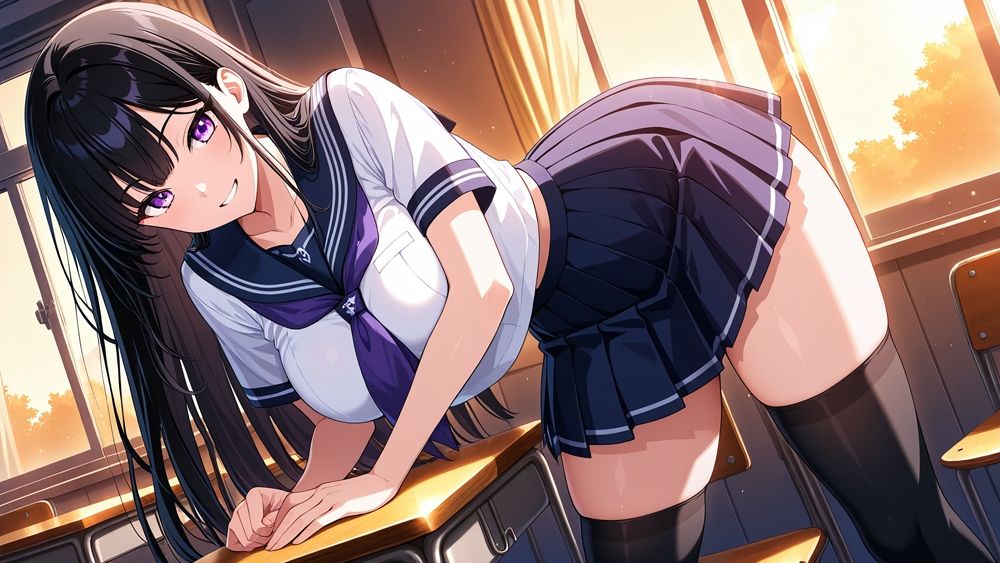 サンプル画像3:爆乳黒髪アイドルと元気系金髪アイドルがプロデューサーと濃厚種付け撮影会【4K】(御一堂) [d_580441]