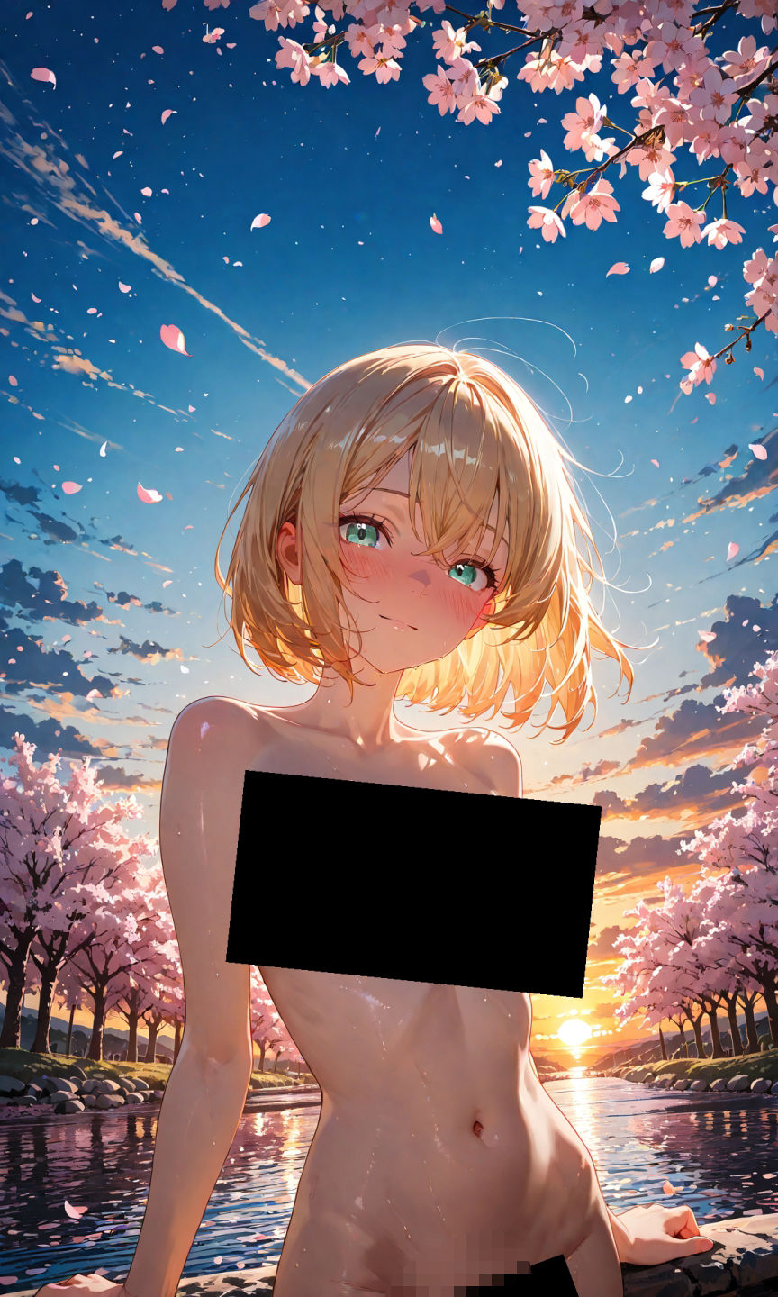 サンプル画像4:金髪貧乳美少女のえっちな写真集vol.25〜春の晴れた夕方の川編〜(ゆるふわ研究所) [d_581146]