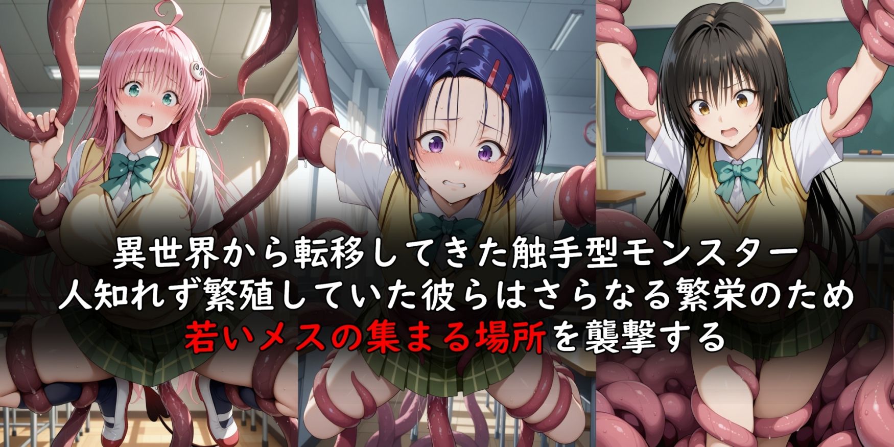 サンプル画像1:異世界転移触手の襲撃  彩南○校編(AI画商) [d_581168]