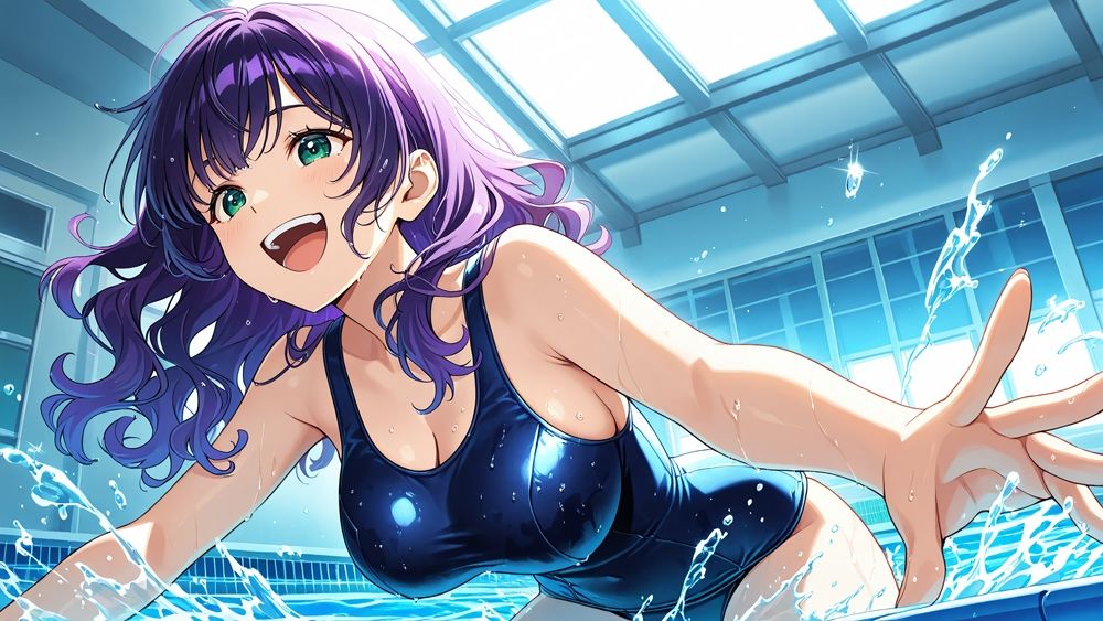 サンプル画像4:金髪＆紫髪の爆乳問題児たちを教師がスク水孕ませ特別指導【4K】(ニート印刷所) [d_581229]