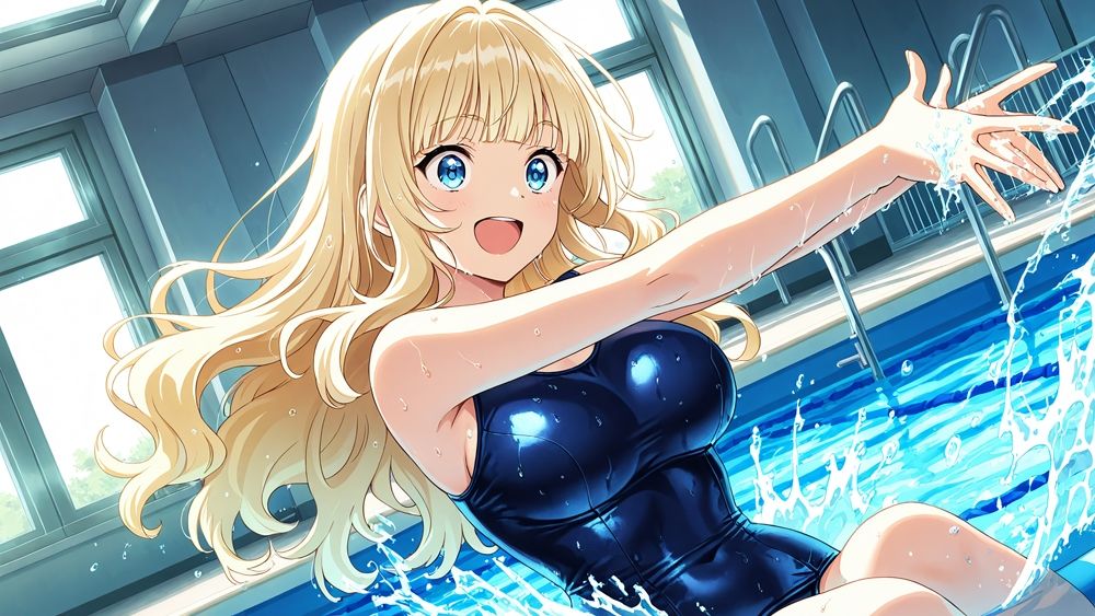 サンプル画像5:金髪＆紫髪の爆乳問題児たちを教師がスク水孕ませ特別指導【4K】(ニート印刷所) [d_581229]