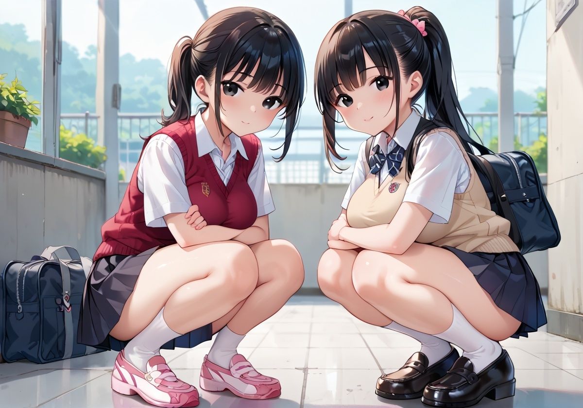 サンプル画像1:巨乳の双子ポニーテールJKを一気に肉便器にした(sksk) [d_581480]