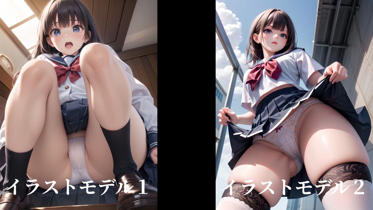 サンプル画像1:AIイラストパンチラ。『制服JK』(AI美女NANTANO) [d_581636]