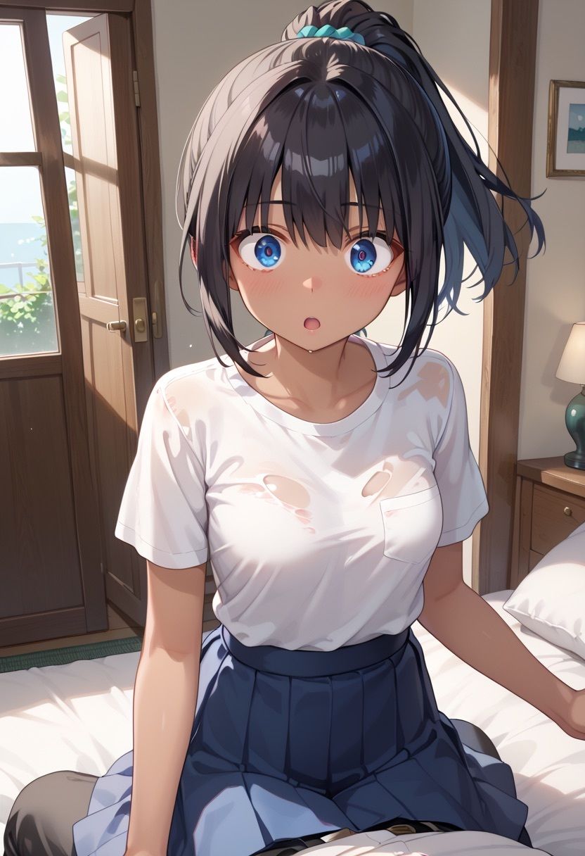 サンプル画像2:黒ギャルポニーテールを種付け！！  性育学園の褐色女子校生に生ハメ中出し性指導(よくぼうとろり) [d_581836]