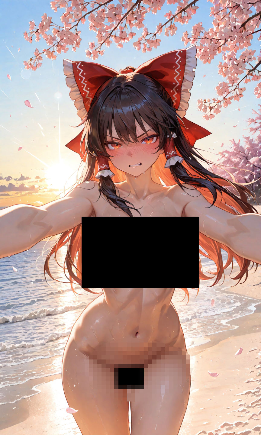 サンプル画像2:霊夢ちゃんのえっちな写真集vol.2〜春の晴れた朝の海編〜(ゆるふわ研究所) [d_581840]