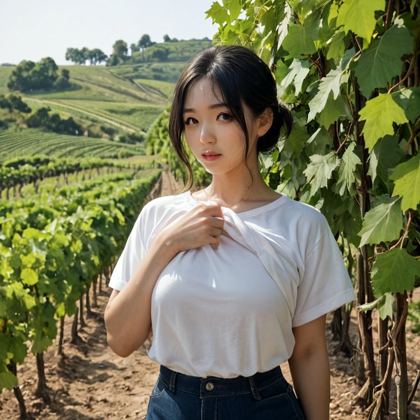 ブドウ畑でおっぱいを見せてくれるお姉さん(セリフなし AI画像集) 画像4