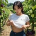 ブドウ畑でおっぱいを見せてくれるお姉さん（セリフなし  AI画像集）