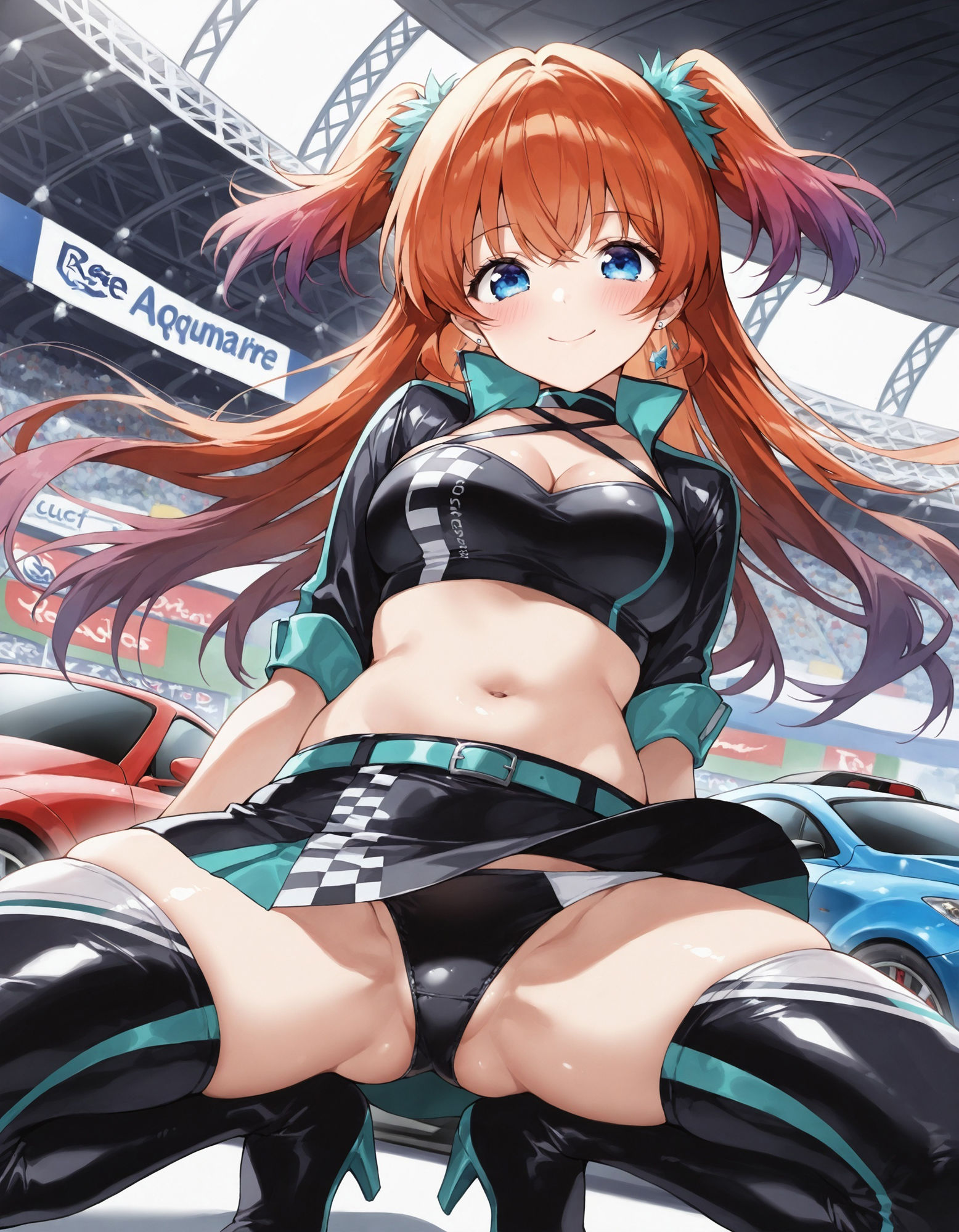 レースクイーンのしゃがみパンチラ 画像1
