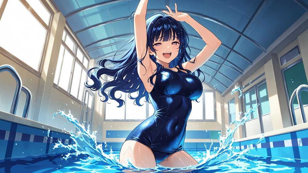 爆乳緑青スク水美少女が新任コーチと孕ませ絶頂【4K】 画像5