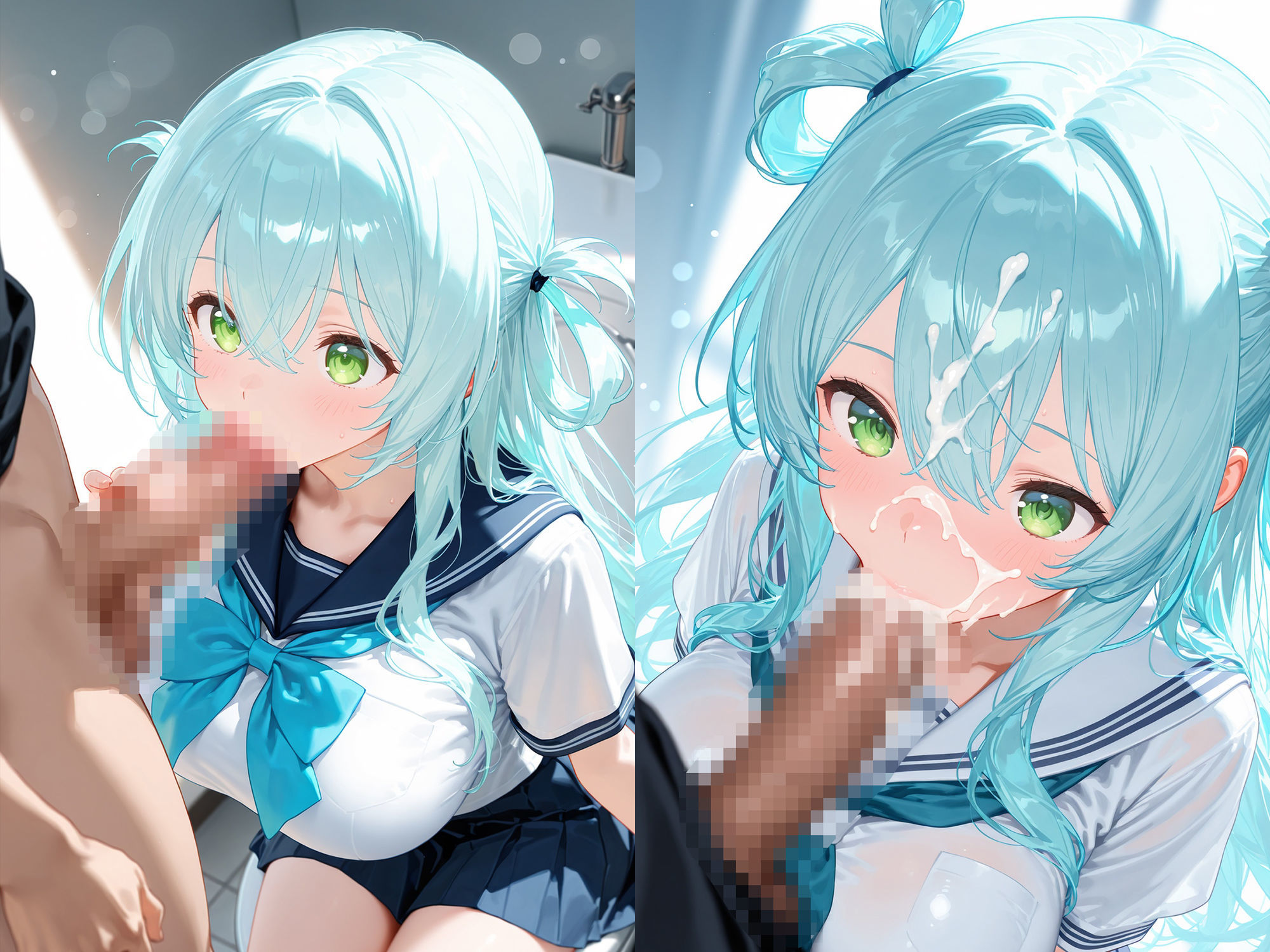 サンプル画像3:太いの大好き青髪ちゃん(朝のテント) [d_582451]