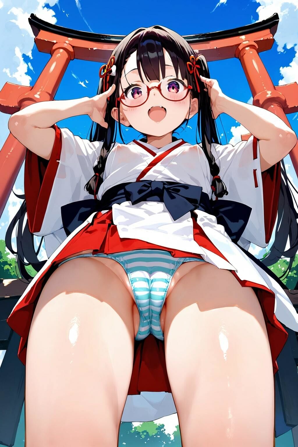 サンプル画像2:はじめてのエッチごっこ メガネ少女×巫女(駆け抜けて性春) [d_582498]