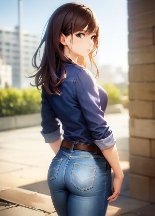 サンプル画像1:街中で見かける無防備なジーパンのお尻 2(おさないぼたん) [d_583086]