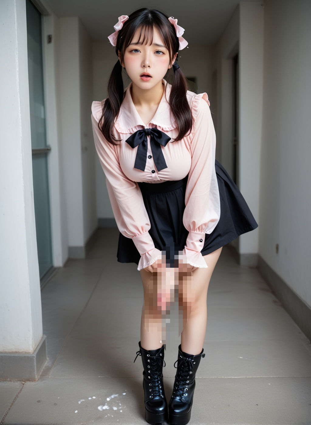 サンプル画像4:超絶リアル！！地雷系ツインテールフリフリ大量射精！！おとこの娘・ふたなりCG集 NO.7【アナル、スカート抑え、もっこり、兜合わせ、貞操帯】109枚(AI男の娘ちゃんず) [d_583143]