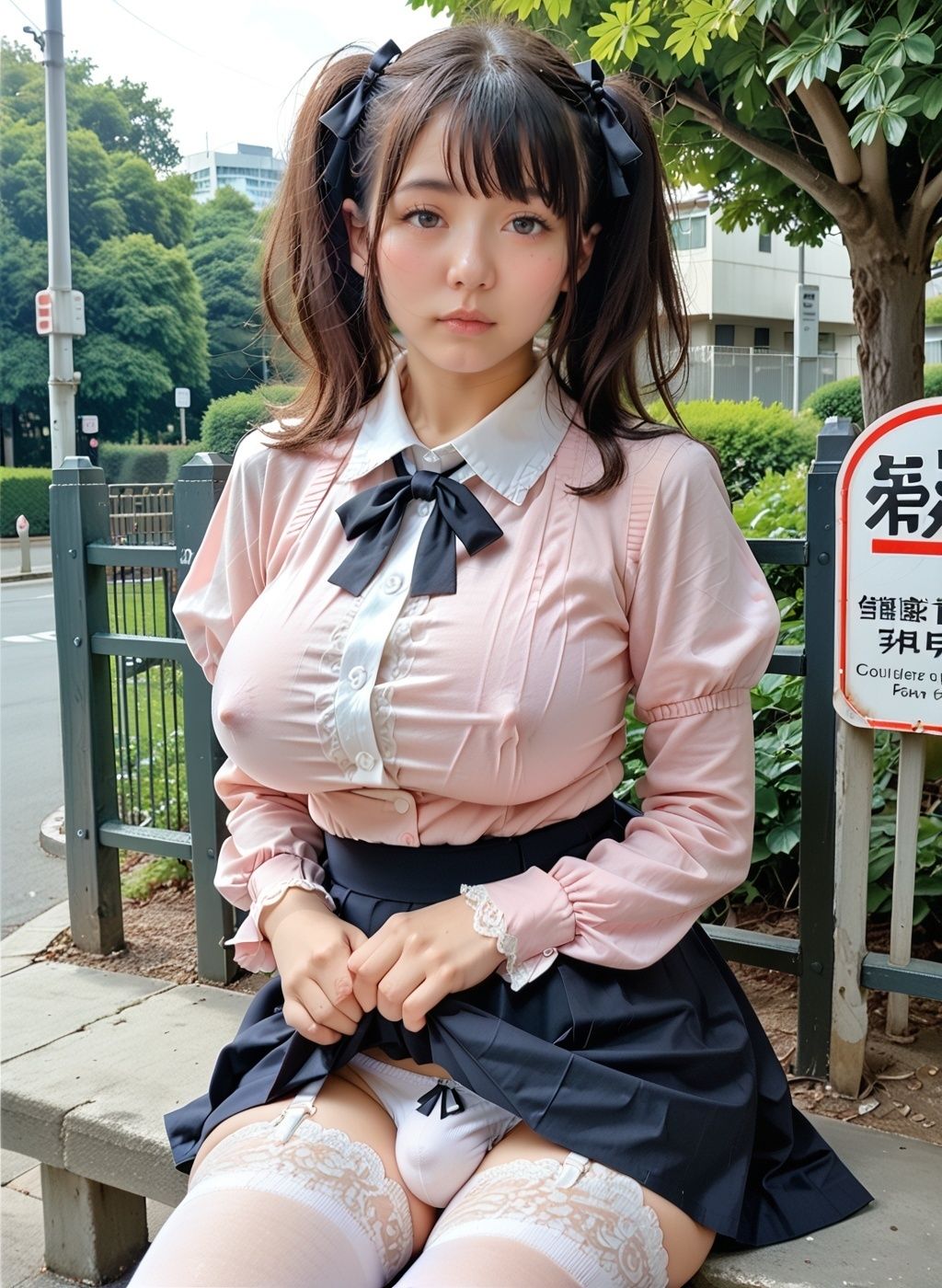 サンプル画像5:超絶リアル！！地雷系ツインテールフリフリ大量射精！！おとこの娘・ふたなりCG集 NO.7【アナル、スカート抑え、もっこり、兜合わせ、貞操帯】109枚(AI男の娘ちゃんず) [d_583143]