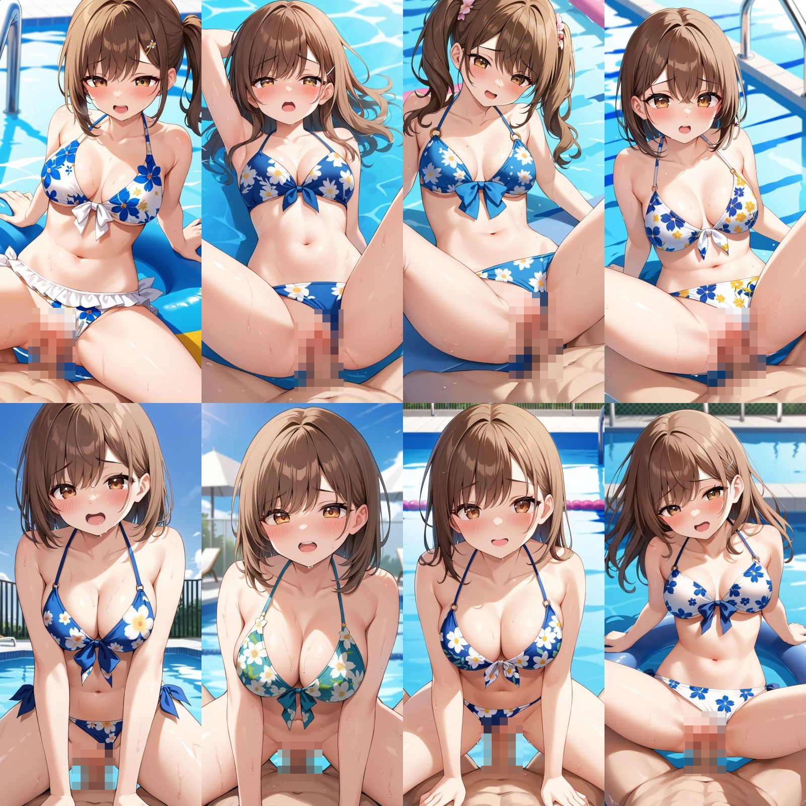 サンプル画像5:貸し切りプールで花柄ビキニエッチ【500枚】(女子高生) [d_583346]