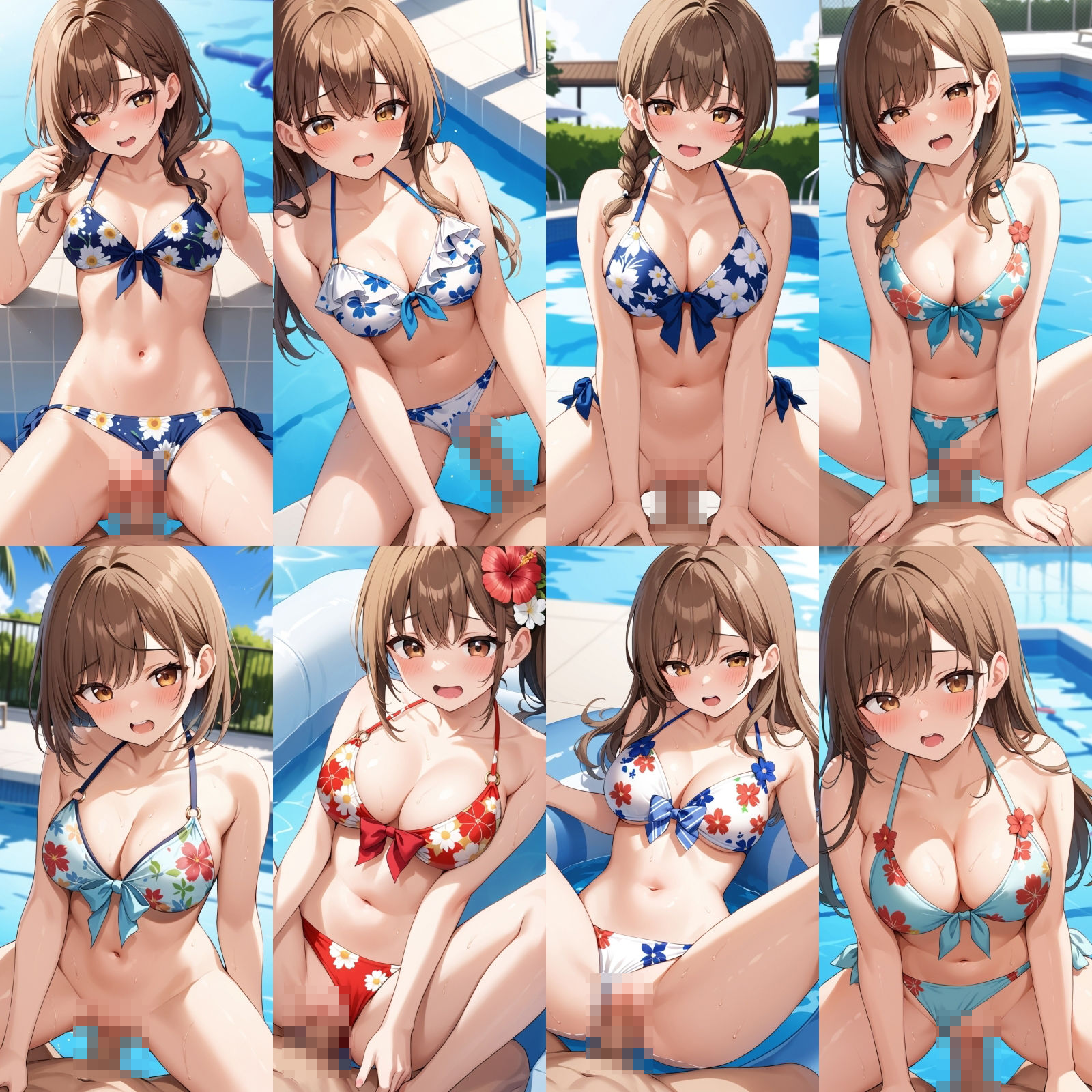 サンプル画像6:貸し切りプールで花柄ビキニエッチ【500枚】(女子高生) [d_583346]