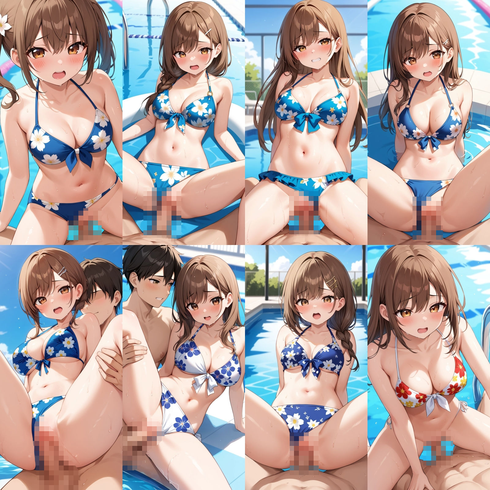 貸し切りプールで花柄ビキニエッチ【500枚】 画像9