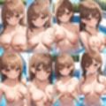貸し切りプールで花柄ビキニエッチ【500枚】
