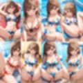 貸し切りプールで花柄ビキニエッチ【500枚】
