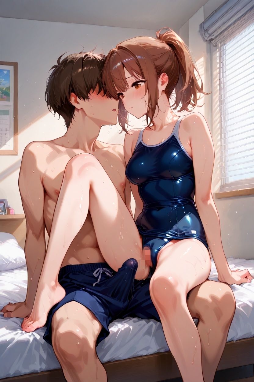 幼なじみのスク水姿に興奮し中出ししまくった件 画像2