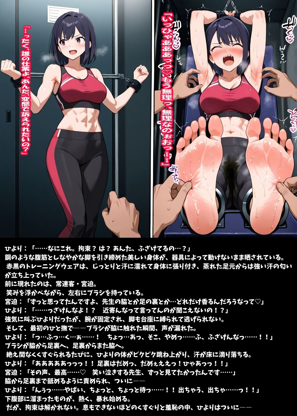 サンプル画像5:『汗だくフィットネス美女100人くすぐりお漏らし拷問ファイル』(スポガ) [d_584046]