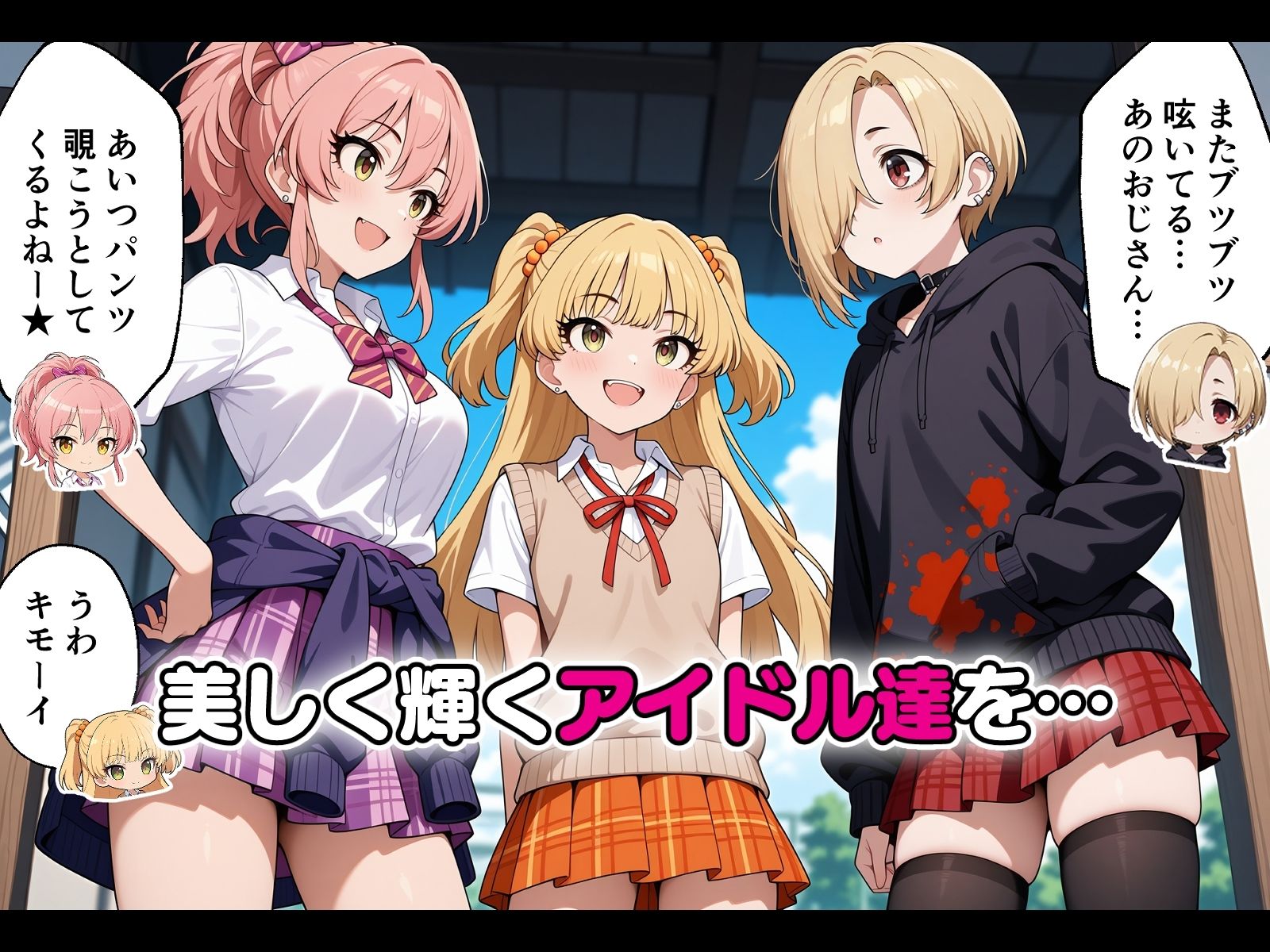 アイドル達を催〇アプリで寝取って孕ませてみた 城◯崎美嘉 城◯崎莉嘉 白◯小梅 画像1