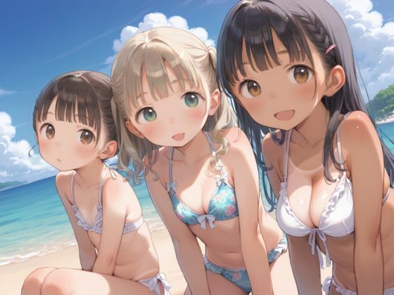 すじまん日焼け肌のロリっ子少女たちと夏のビーチでエッチな休日_1