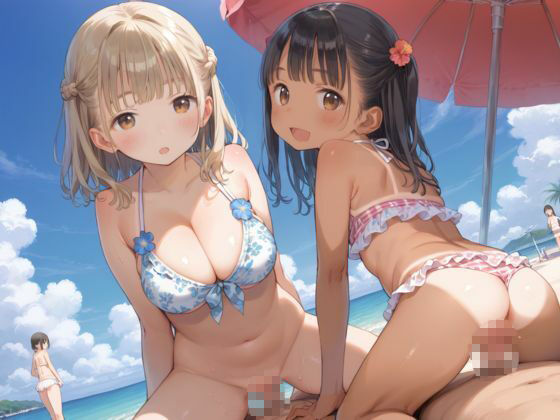 すじまん日焼け肌のロリっ子少女たちと夏のビーチでエッチな休日_8