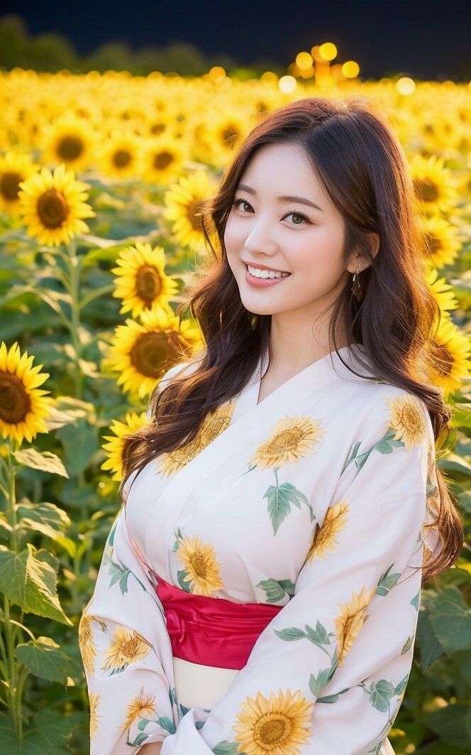 サンプル画像2:【美女名録】vol3.15  向日葵の夜──ひまわり畑で待つ君  203枚【AIグラビア写真集】(AI美女制作参謀本部2課) [d_584543]