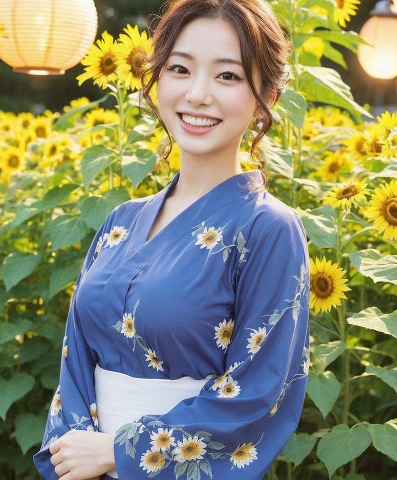 サンプル画像3:【美女名録】vol3.15  向日葵の夜──ひまわり畑で待つ君  203枚【AIグラビア写真集】(AI美女制作参謀本部2課) [d_584543]