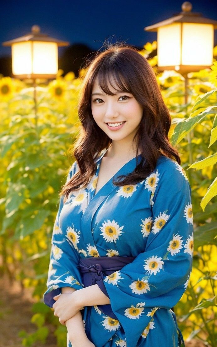 【美女名録】vol3.15 向日葵の夜──ひまわり畑で待つ君 203枚【AIグラビア写真集】 画像9
