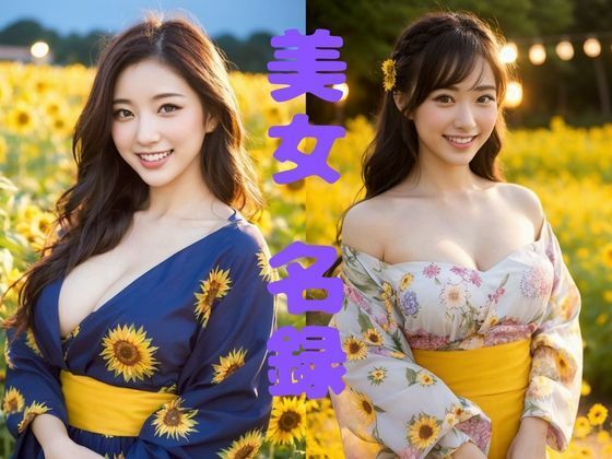 【美女名録】vol3.15  向日葵の夜──ひまわり畑で待つ君  203枚【AIグラビア写真集】