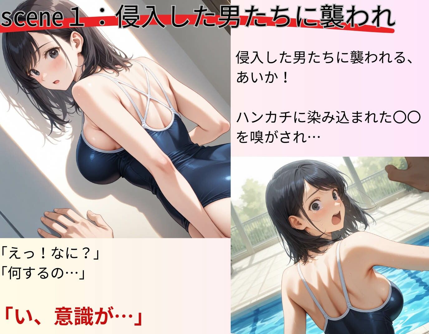 スクール水着の美少女!Fカップを揺らし侵入者たちの餌食に 画像3
