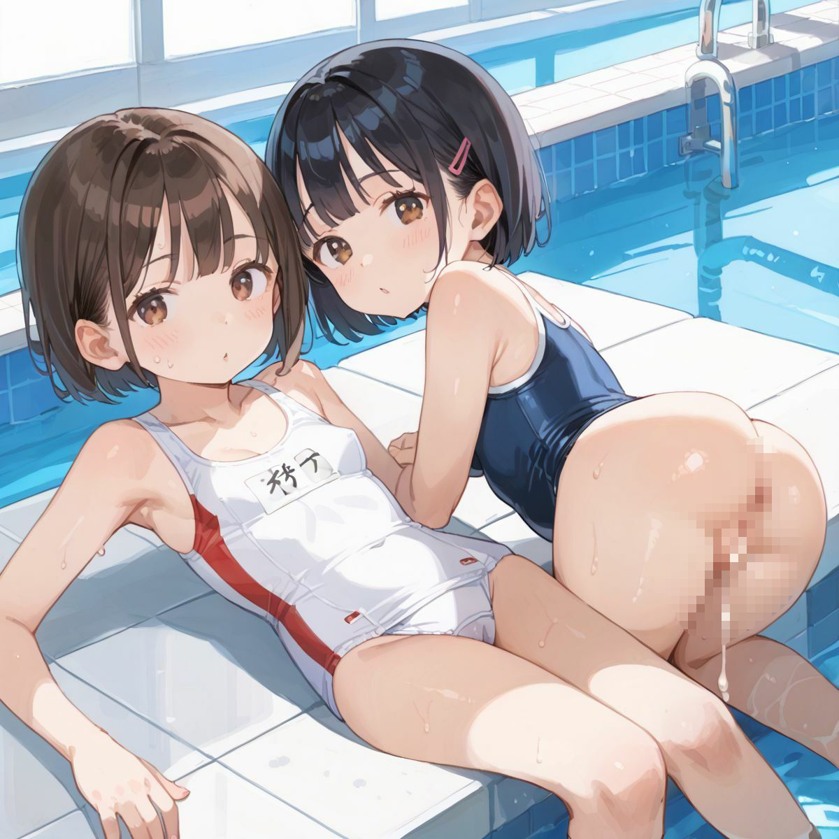 スクール水着がエロい貧乳後輩ちゃんを誰もいないプールに呼び出して中出しえっち01 画像4