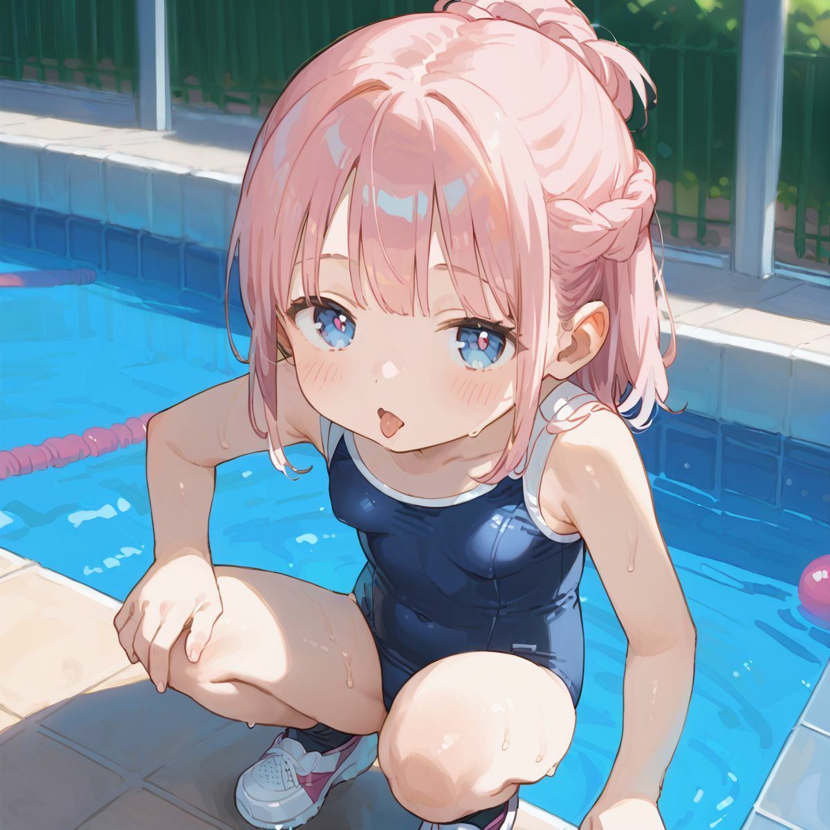 スクール水着がエロい貧乳後輩ちゃんを誰もいないプールに呼び出して中出しえっち01 画像5