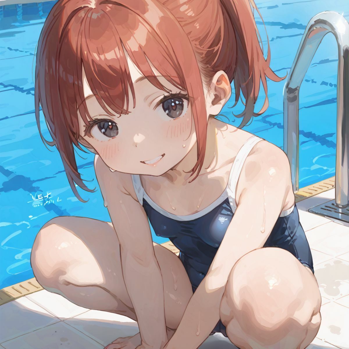 スクール水着がエロい貧乳後輩ちゃんを誰もいないプールに呼び出して中出しえっち01 画像6