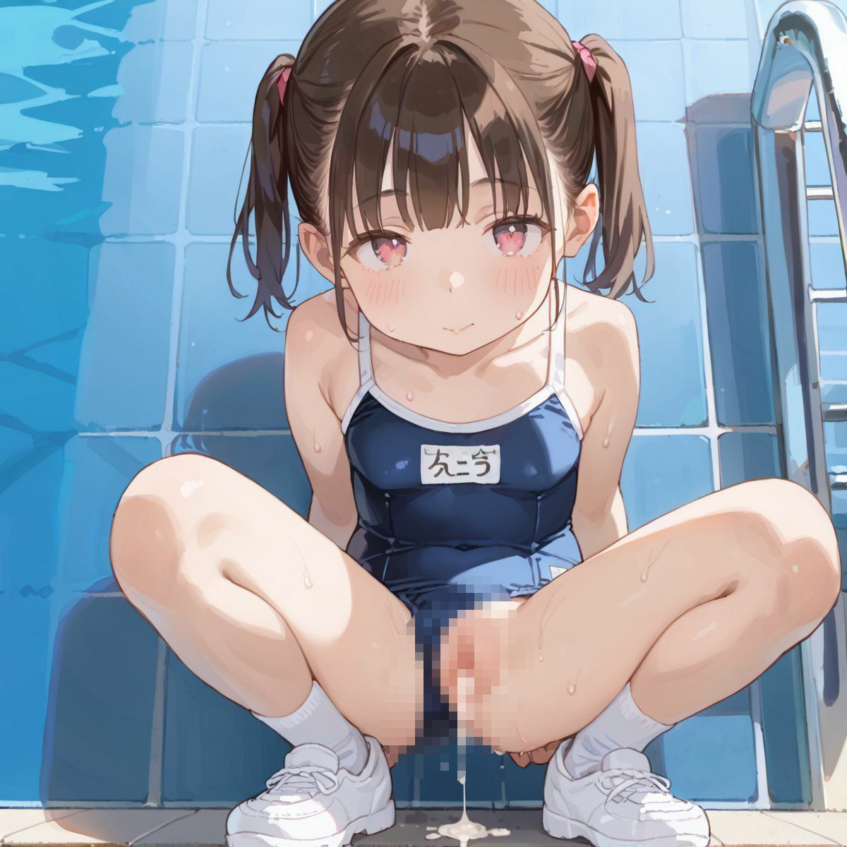 スクール水着がエロい貧乳後輩ちゃんを誰もいないプールに呼び出して中出しえっち01 画像9