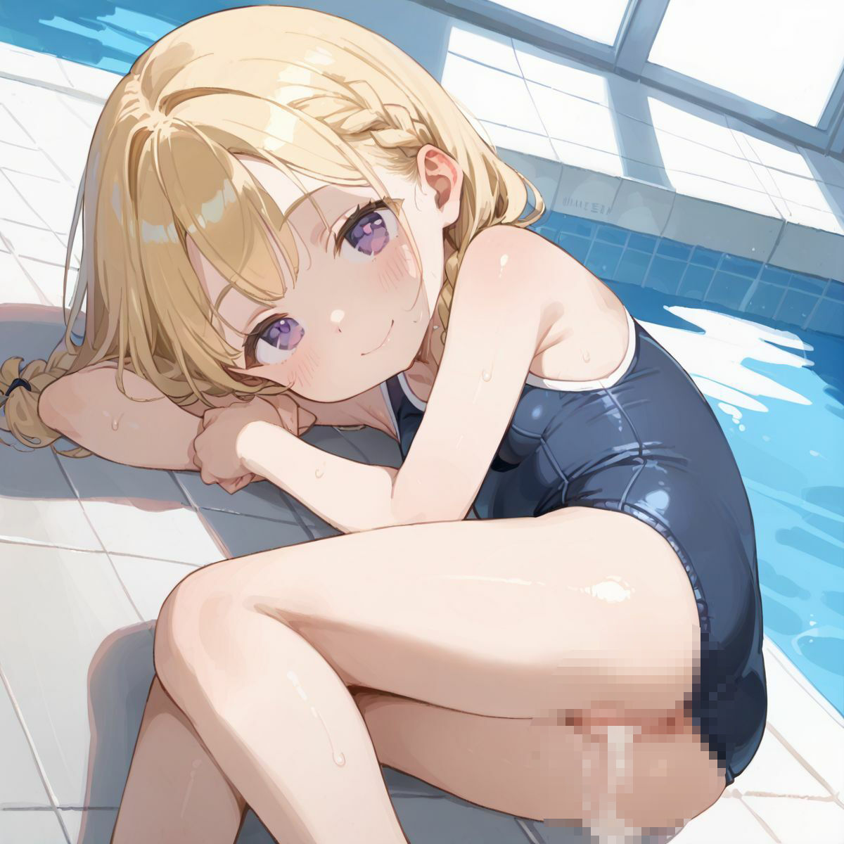 スクール水着がエロい貧乳後輩ちゃんを誰もいないプールに呼び出して中出しえっち02 画像6