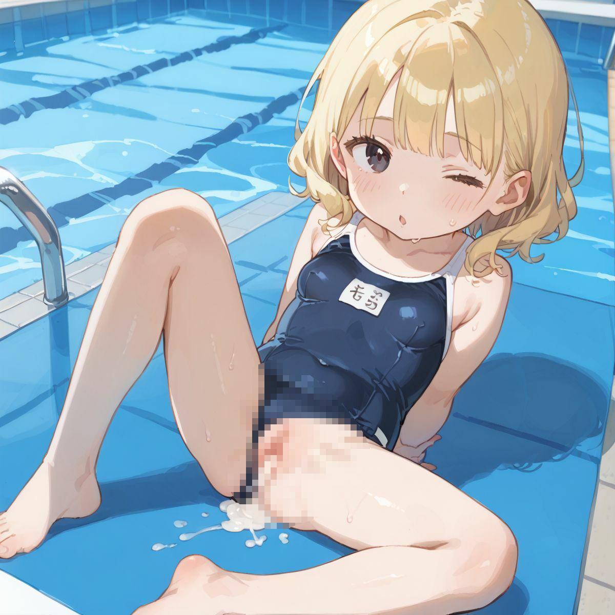 スクール水着がエロい貧乳後輩ちゃんを誰もいないプールに呼び出して中出しえっち03 画像2