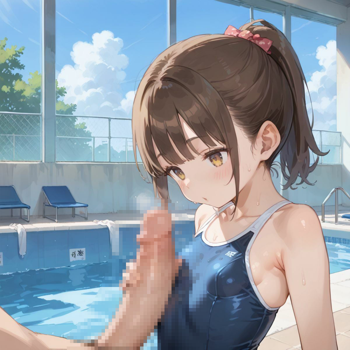 スクール水着がエロい貧乳後輩ちゃんを誰もいないプールに呼び出して中出しえっち03 画像7